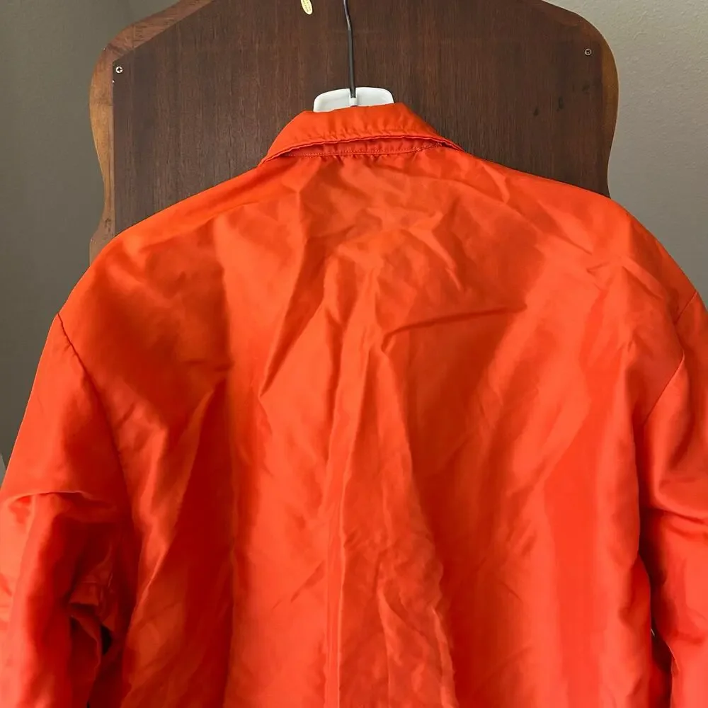 Vintage Bowlers uniform Jacket Orange Black Stripe Sz Large Canada American cup - Picture 10 of 11